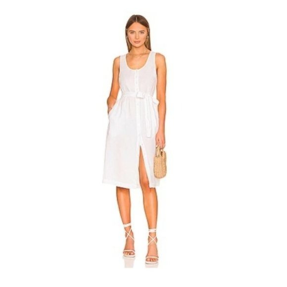 Michael Stars Lulu Button Down Dress in White - Picture 1 of 6
